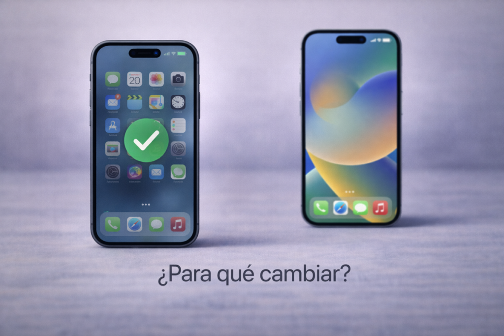 iPhone antiguo funcionando correctamente frente a un iPhone nuevo