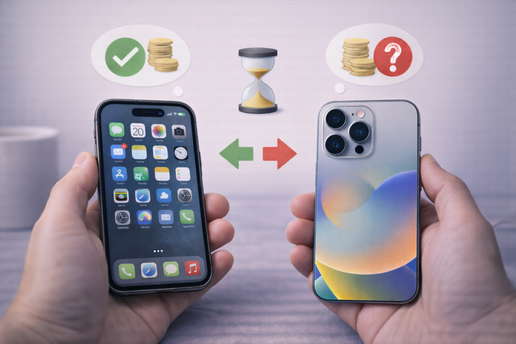 Usuario comparando distintos modelos de iPhone pensando en el largo plazo