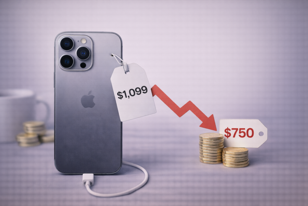 iPhone nuevo comparado con su valor de reventa reflejando depreciación