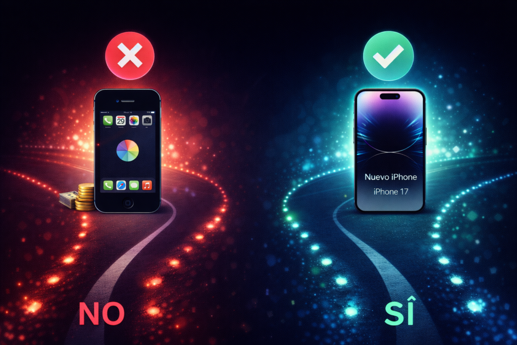 Comparación entre iPhone antiguo y nuevo iPhone mostrando cuándo merece la pena cambiar de dispositivo